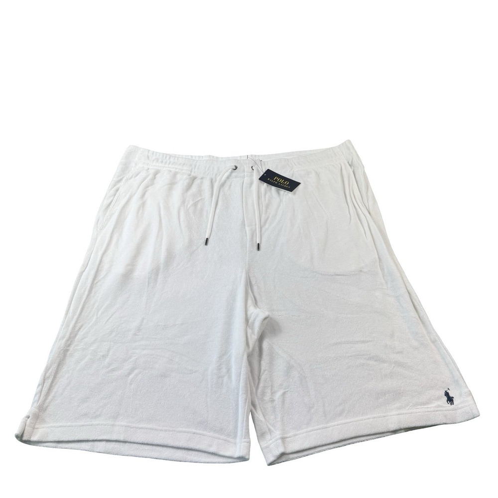 Polo Ralph Lauren White Blue Pony Terrycloth Mens Sweatshort Size 3XLT NWT